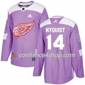 Adidas Maillot de Hockey Detroit Red Wings Gustav Nyquist 14 2017-2018 Violet Fights Cancer Practice Authentic - Homme